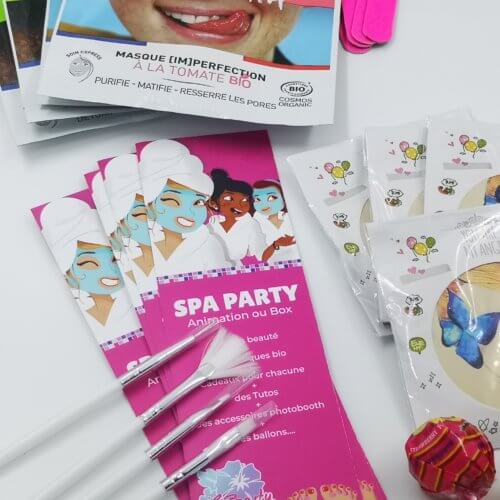 Box Spa Party ADOS contenu pinceaux marques pages C' Sparty